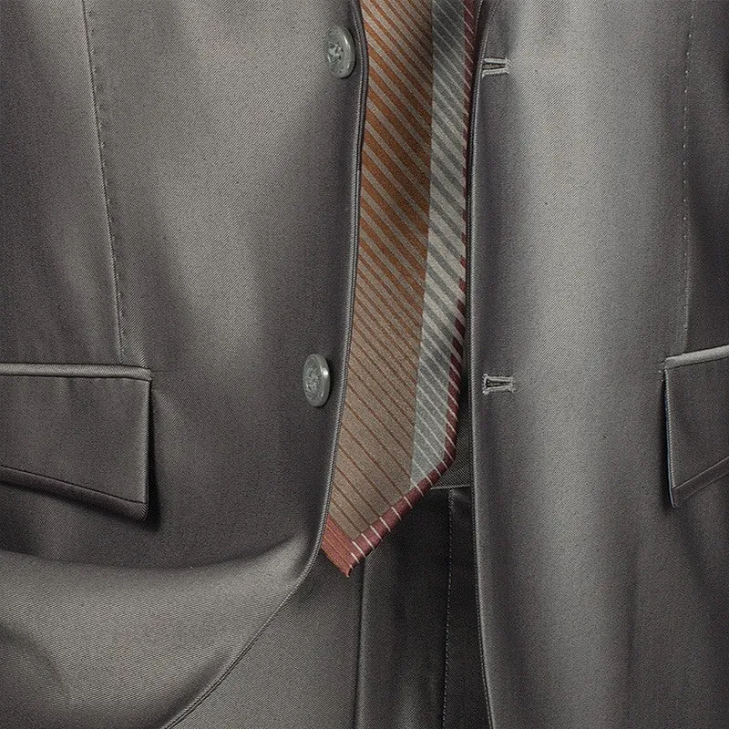 (38R) Gray Slim Fit Men's Shiny Sharkskin Suit 2 Piece 2 Buttons Shark Skin