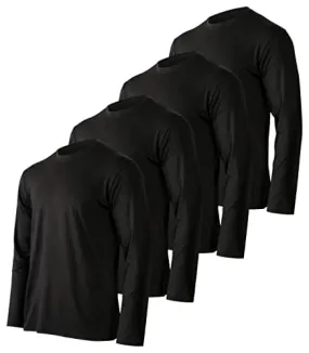 4 Pack:Mens Long Sleeve T-Shirt Workout Clothes Quick Dry Fit Gym Tee Shirt Athletic Active Performance Casual Moisture Wicking Exercise Clothing Running Cool Sport Training Undershirt Top-Set 8-S