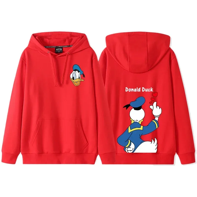 Anime Cartoon Disney Donald Duck & Daisy Duck Couple Hoodie - Women's Autumn/Winter Hooded Sweatshirt Coat