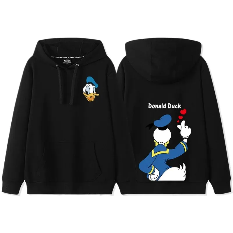 Anime Cartoon Disney Donald Duck & Daisy Duck Couple Hoodie - Women's Autumn/Winter Hooded Sweatshirt Coat
