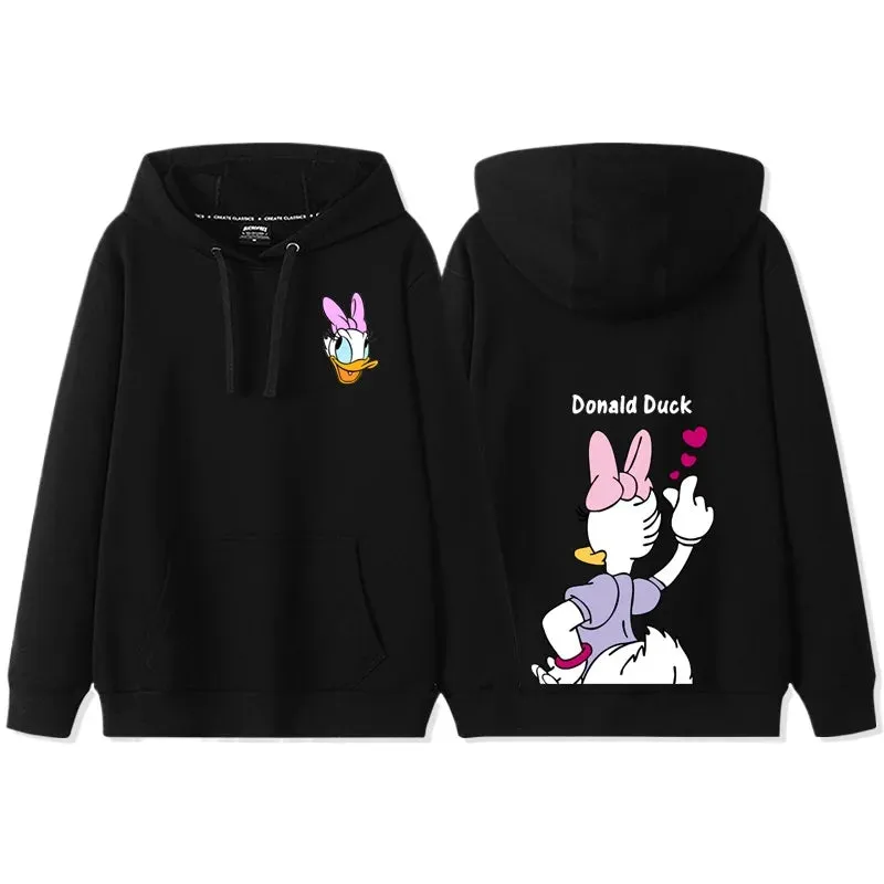 Anime Cartoon Disney Donald Duck & Daisy Duck Couple Hoodie - Women's Autumn/Winter Hooded Sweatshirt Coat