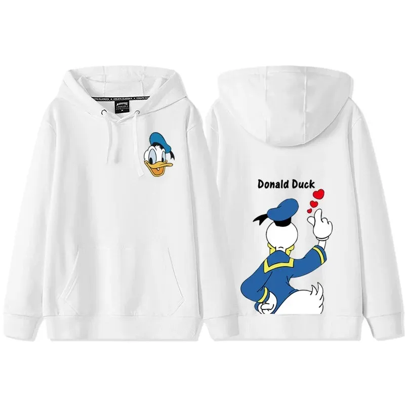Anime Cartoon Disney Donald Duck & Daisy Duck Couple Hoodie - Women's Autumn/Winter Hooded Sweatshirt Coat