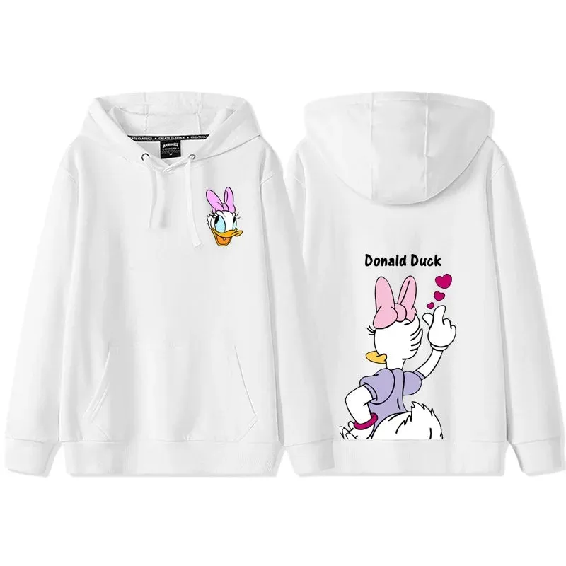 Anime Cartoon Disney Donald Duck & Daisy Duck Couple Hoodie - Women's Autumn/Winter Hooded Sweatshirt Coat
