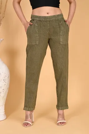 ARMY GREEN DENIM COTTON PANTS
