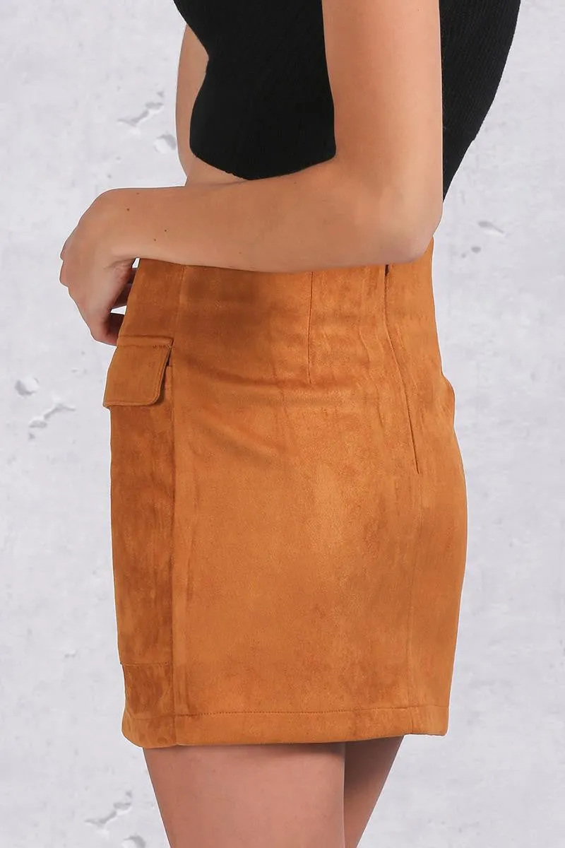 Autumn Suede Leather Women's Vintage Skirt