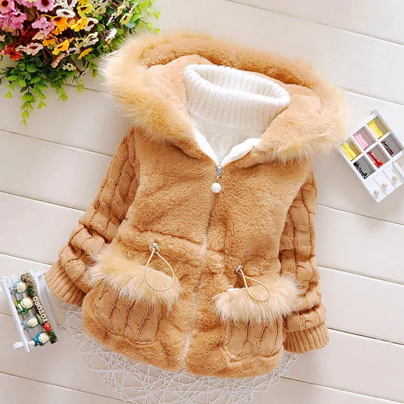 Baby Girls Thicken Warm Winter Hooded Jackets