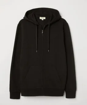 Black - Basic Zipped Hooded Sweatshirt