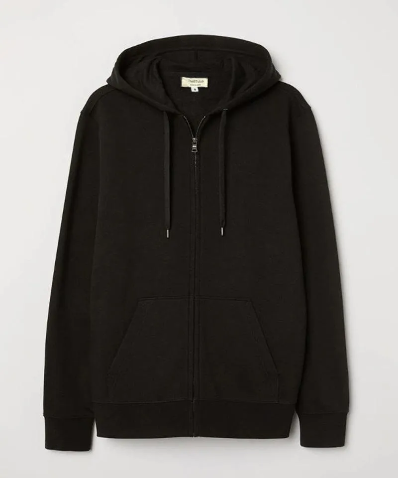 Black - Basic Zipped Hooded Sweatshirt