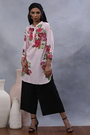 Black Cotton Flax Flared Pants