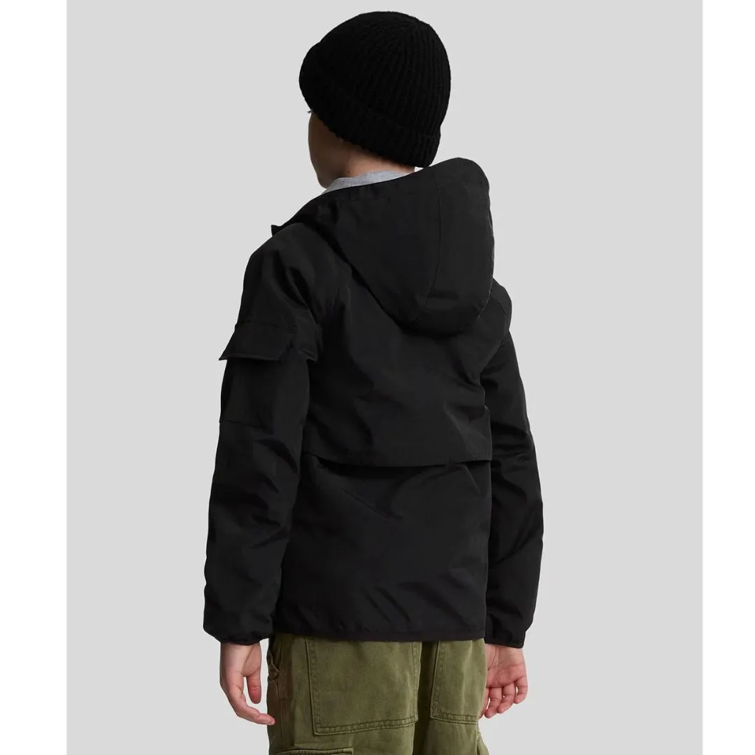 Black Hooded Windbreaker Jacket