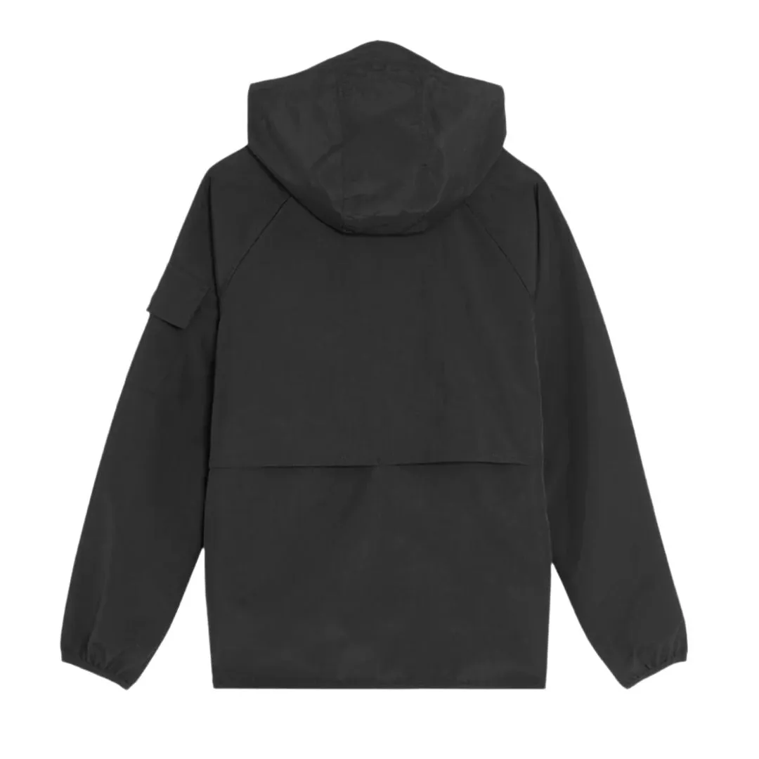 Black Hooded Windbreaker Jacket