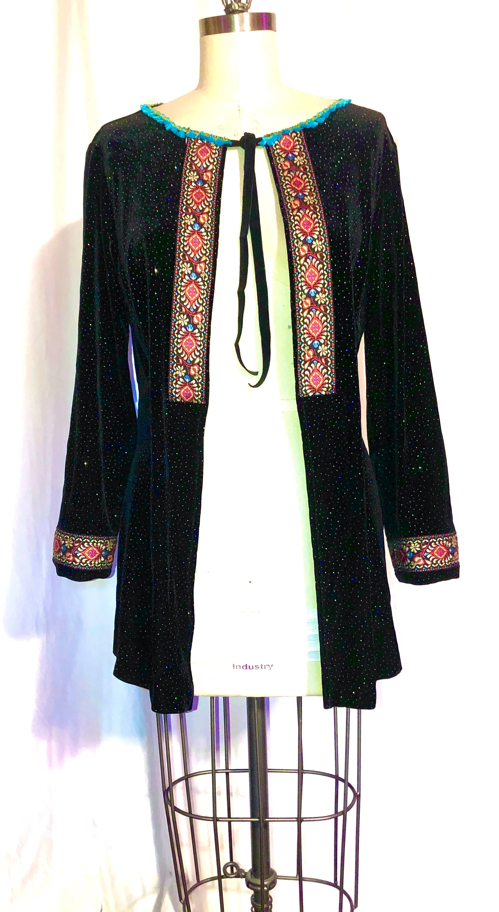 Black Stretch Velvet Unlined Jacket