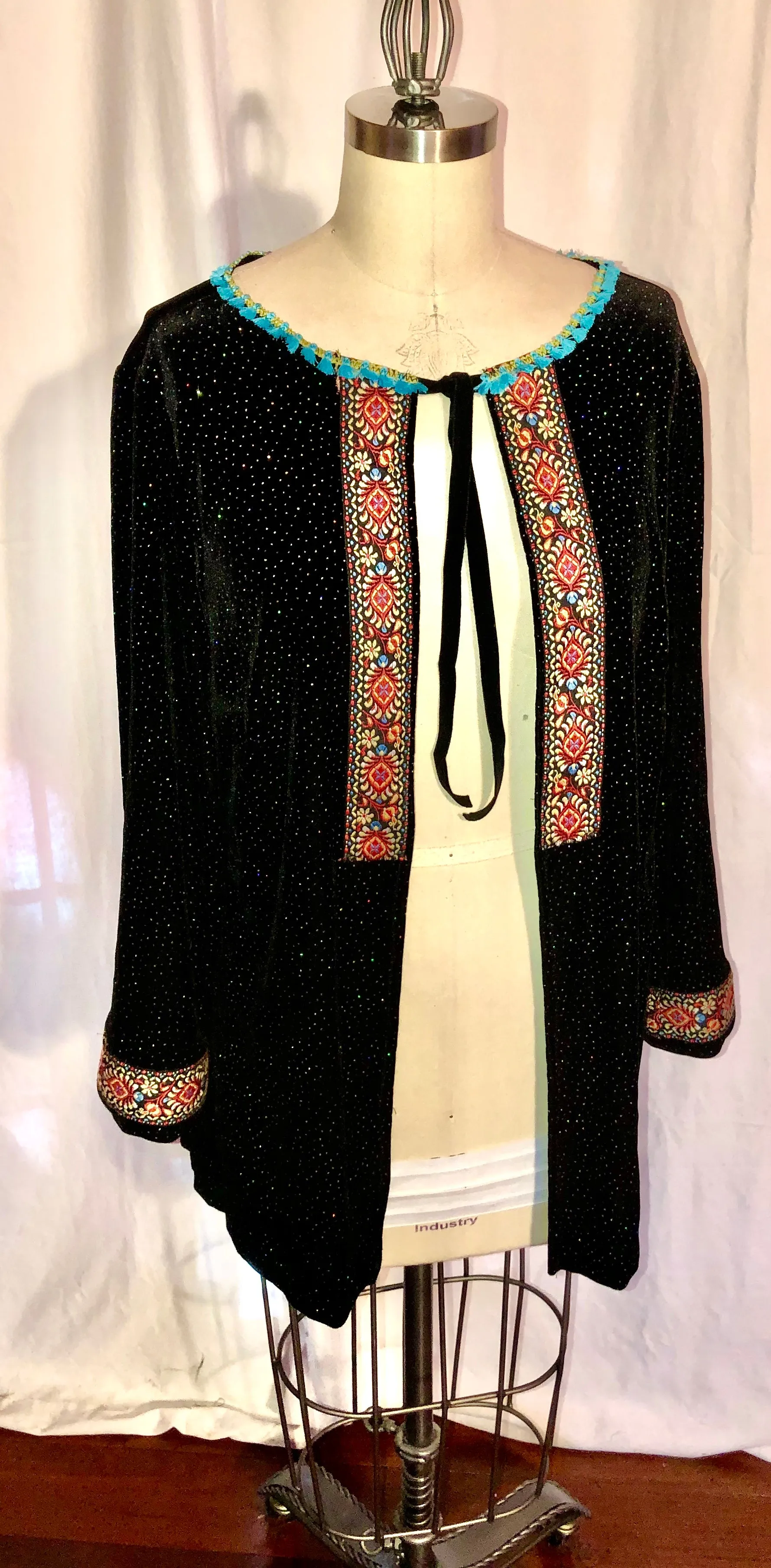 Black Stretch Velvet Unlined Jacket