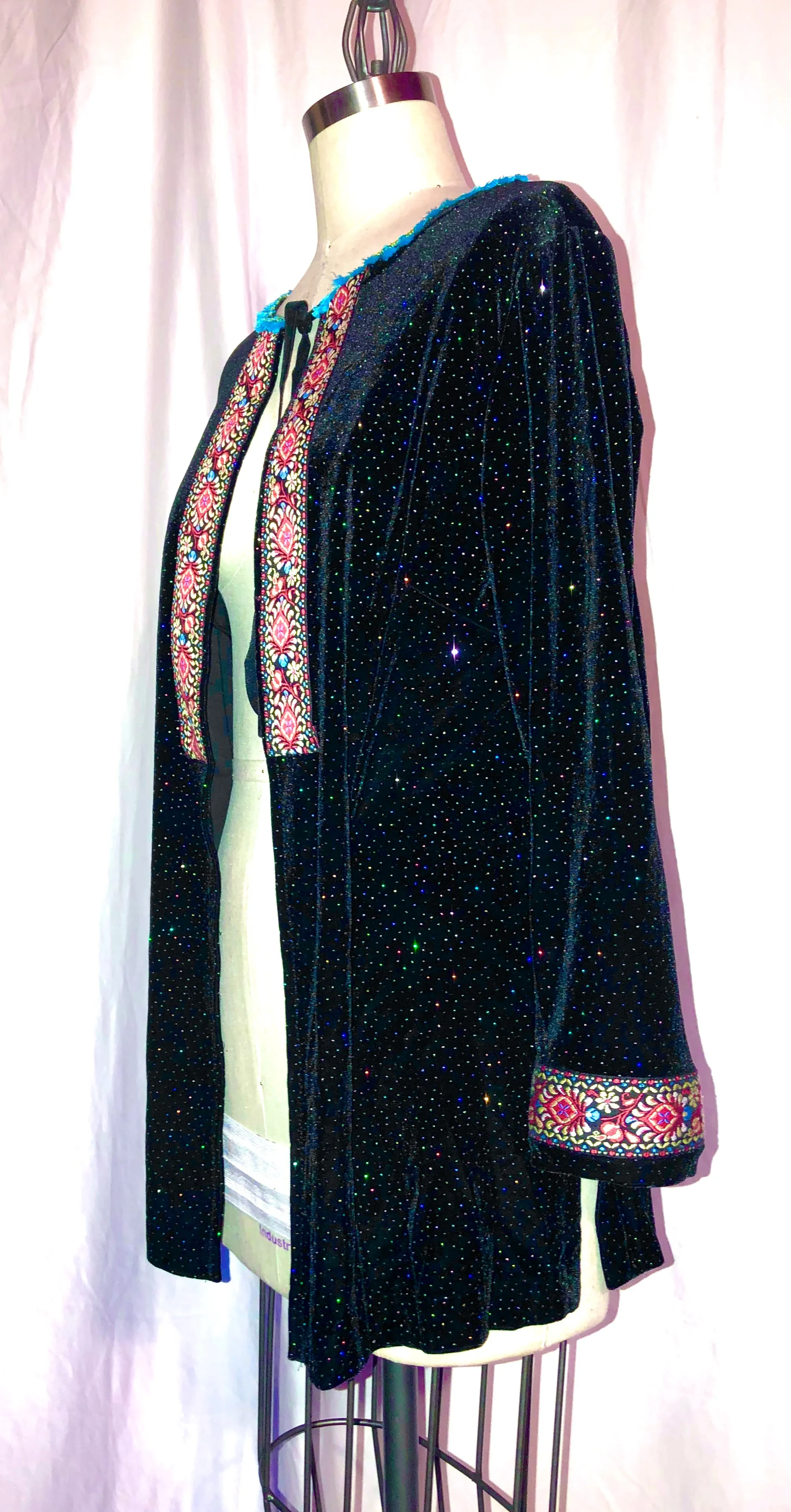 Black Stretch Velvet Unlined Jacket