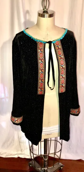 Black Stretch Velvet Unlined Jacket