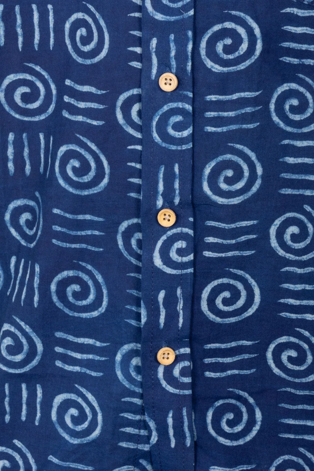 Blue Half Sleeve Indigo Hand Block Print Cotton Shirt 10074613