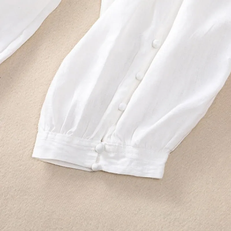 Buddha Stones Pure Color Drawstring Frog-Button Cotton Linen Women's Harem Pants With Pockets