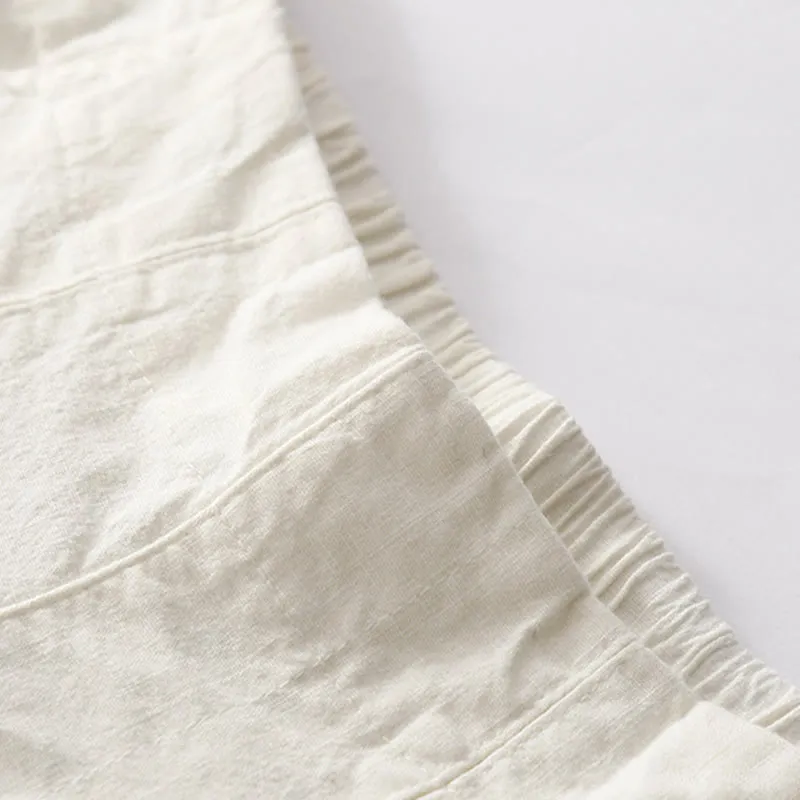 Buddha Stones Summer Casual Plain Wild Cotton Linen Women's Shorts With Pockets