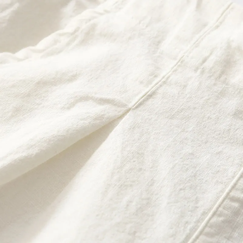 Buddha Stones Summer Casual Plain Wild Cotton Linen Women's Shorts With Pockets