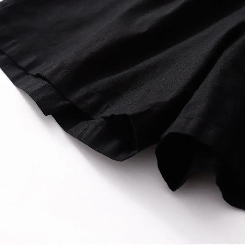 Buddha Stones Summer Casual Plain Wild Cotton Linen Women's Shorts With Pockets
