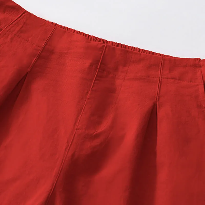 Buddha Stones Summer Casual Plain Wild Cotton Linen Women's Shorts With Pockets