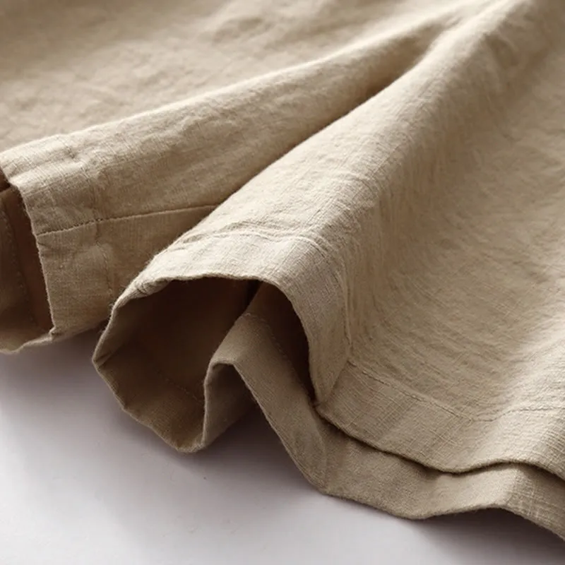 Buddha Stones Summer Casual Plain Wild Cotton Linen Women's Shorts With Pockets