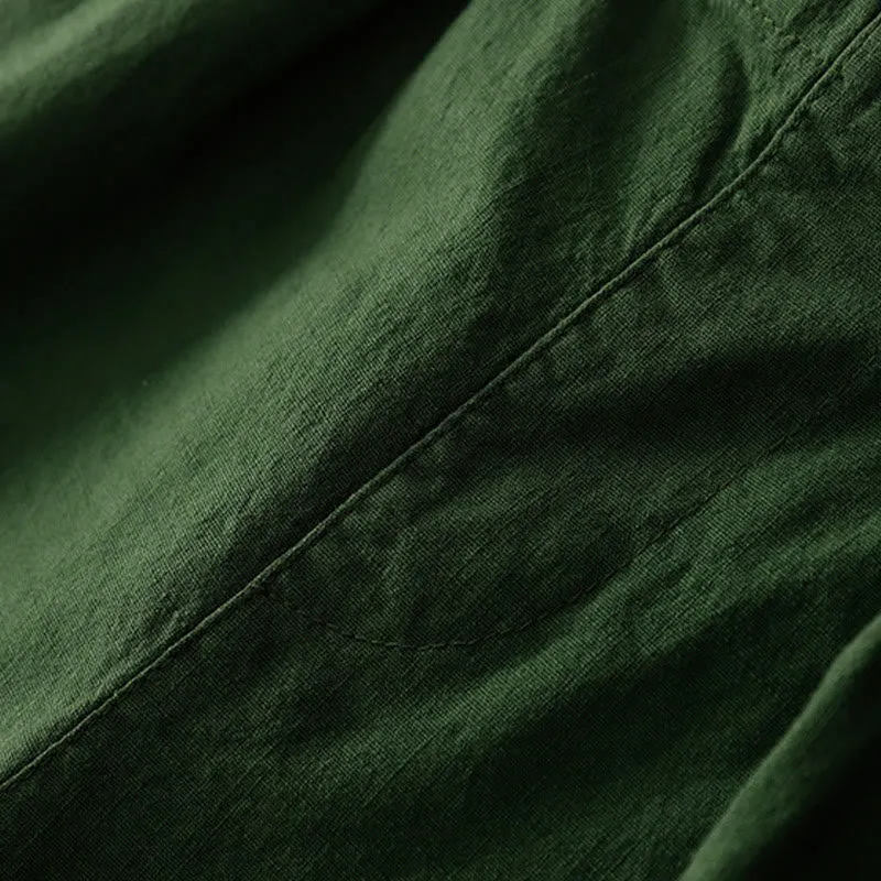 Buddha Stones Summer Casual Plain Wild Cotton Linen Women's Shorts With Pockets