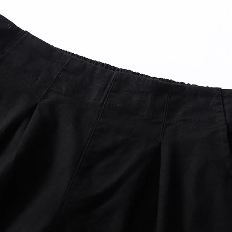 Buddha Stones Summer Casual Plain Wild Cotton Linen Women's Shorts With Pockets