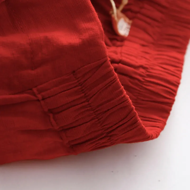 Buddha Stones Summer Casual Plain Wild Cotton Linen Women's Shorts With Pockets