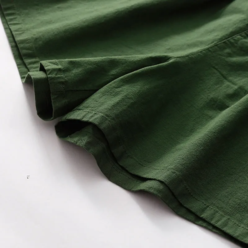 Buddha Stones Summer Casual Plain Wild Cotton Linen Women's Shorts With Pockets