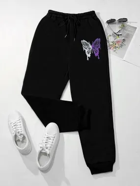 Butterfly Print Drawstring Waist Joggers SHEIN avatar link SHEIN