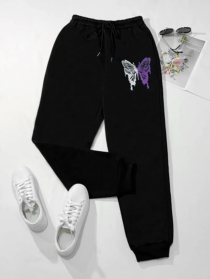 Butterfly Print Drawstring Waist Joggers SHEIN avatar link SHEIN