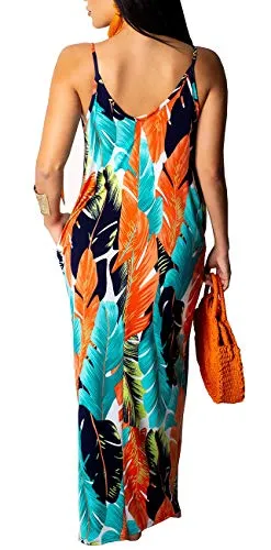 Casual Spaghetti Strap Sleeveless Plus Size Long Sundress