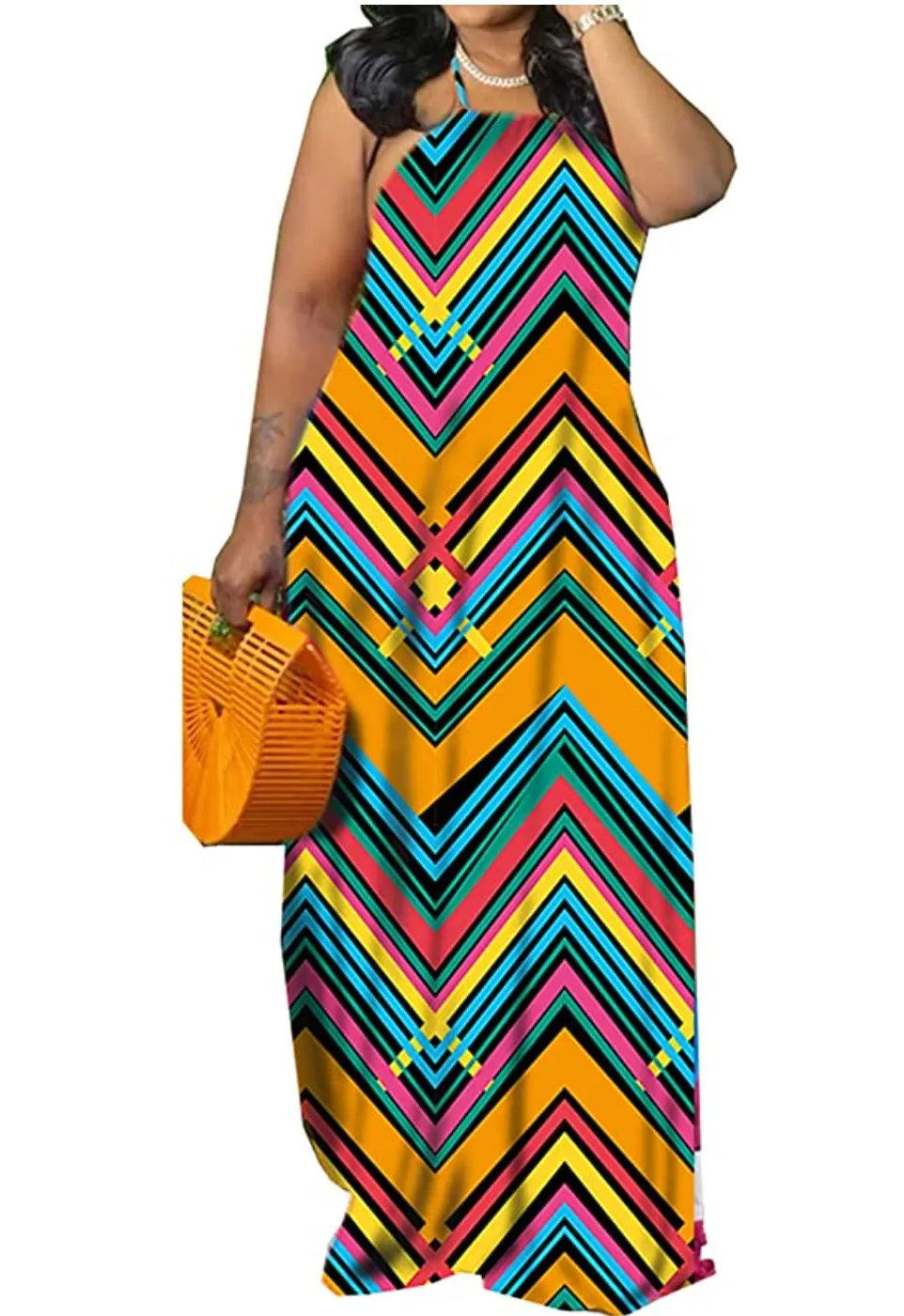 Casual Spaghetti Strap Sleeveless Plus Size Long Sundress