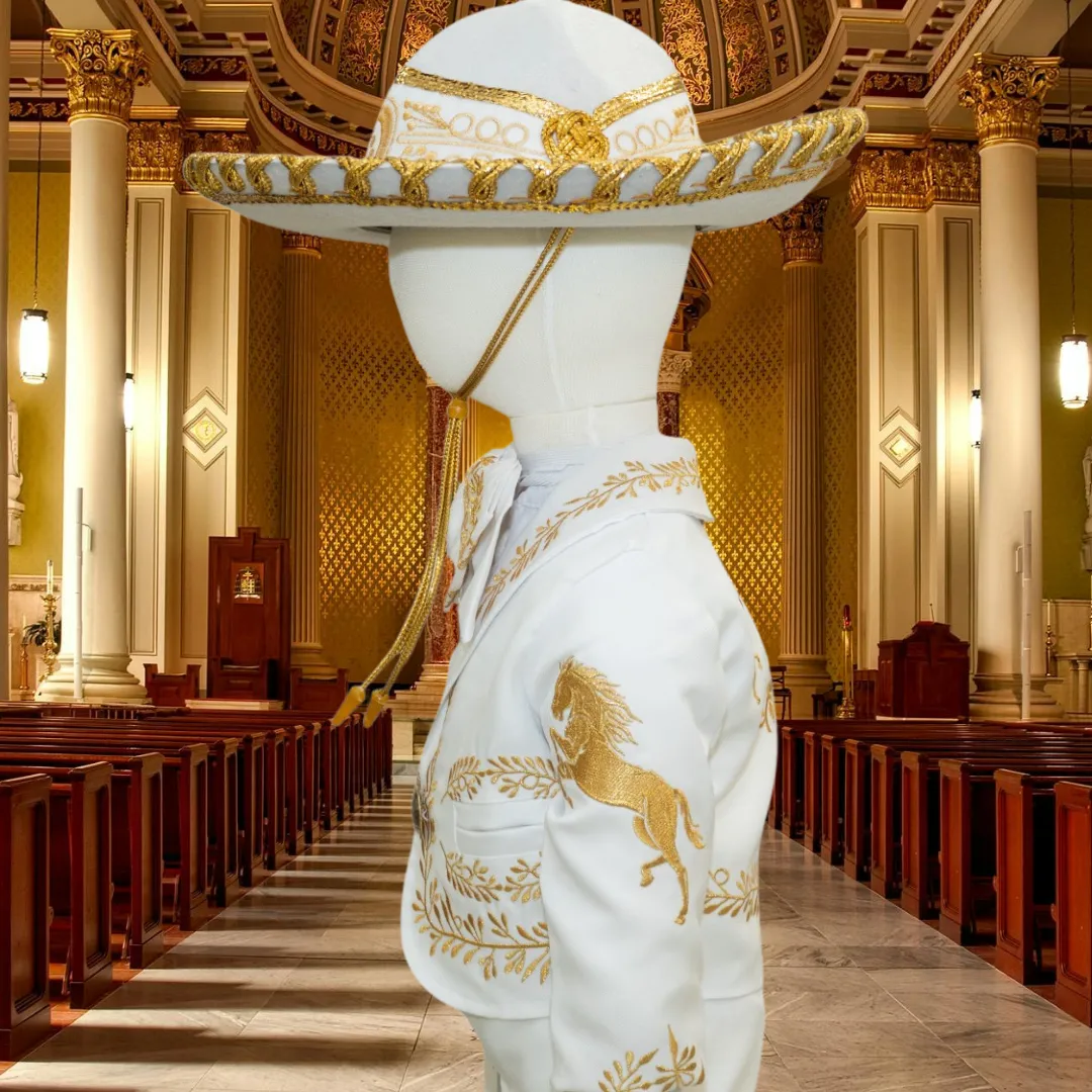 Charro Baptism (6-Piece) (White/Horse/Gold)
