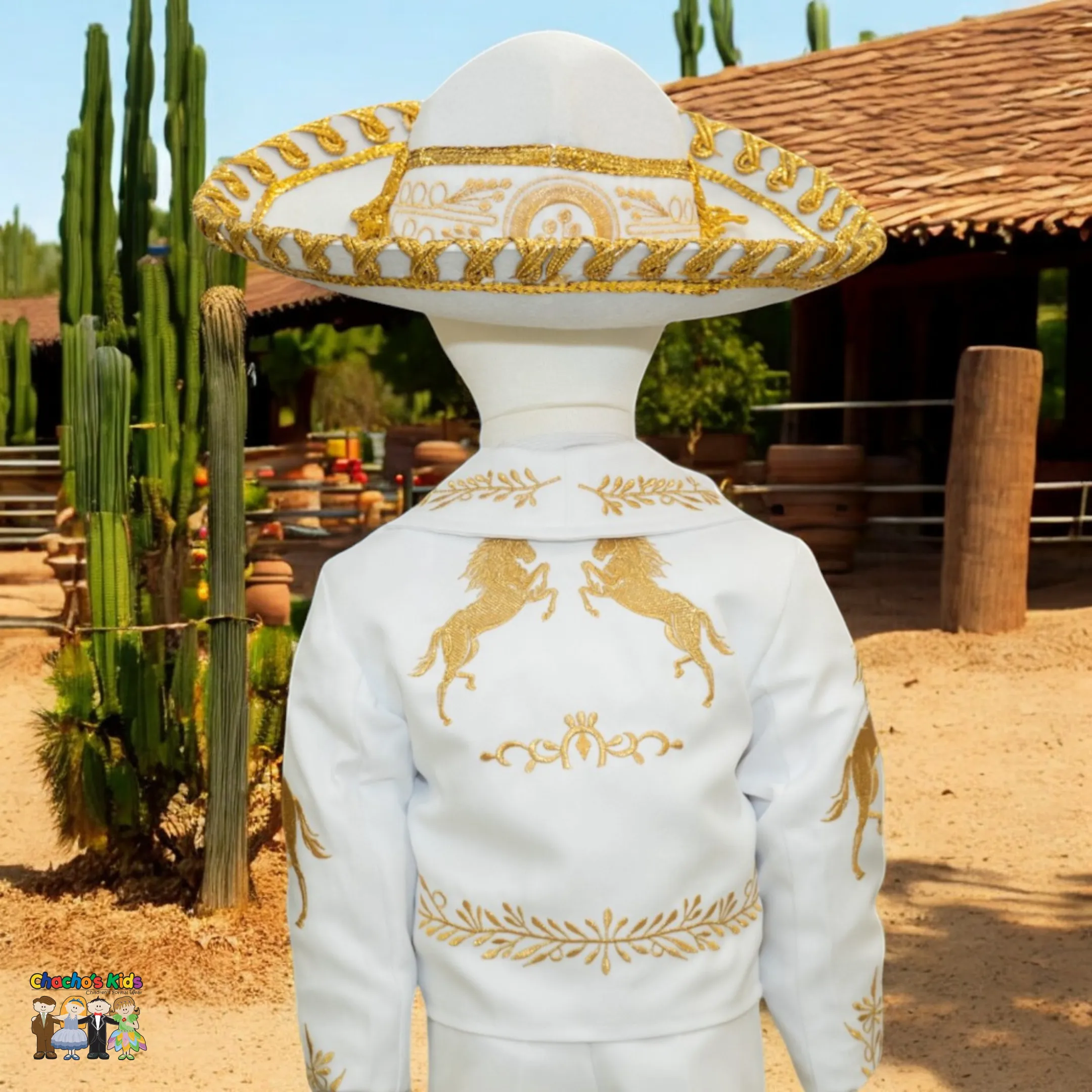 Charro Baptism (6-Piece) (White/Horse/Gold)