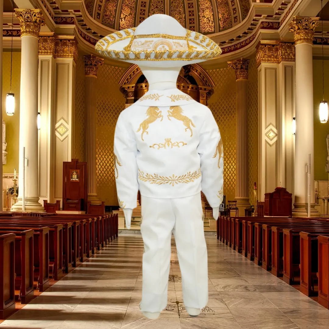 Charro Baptism (6-Piece) (White/Horse/Gold)
