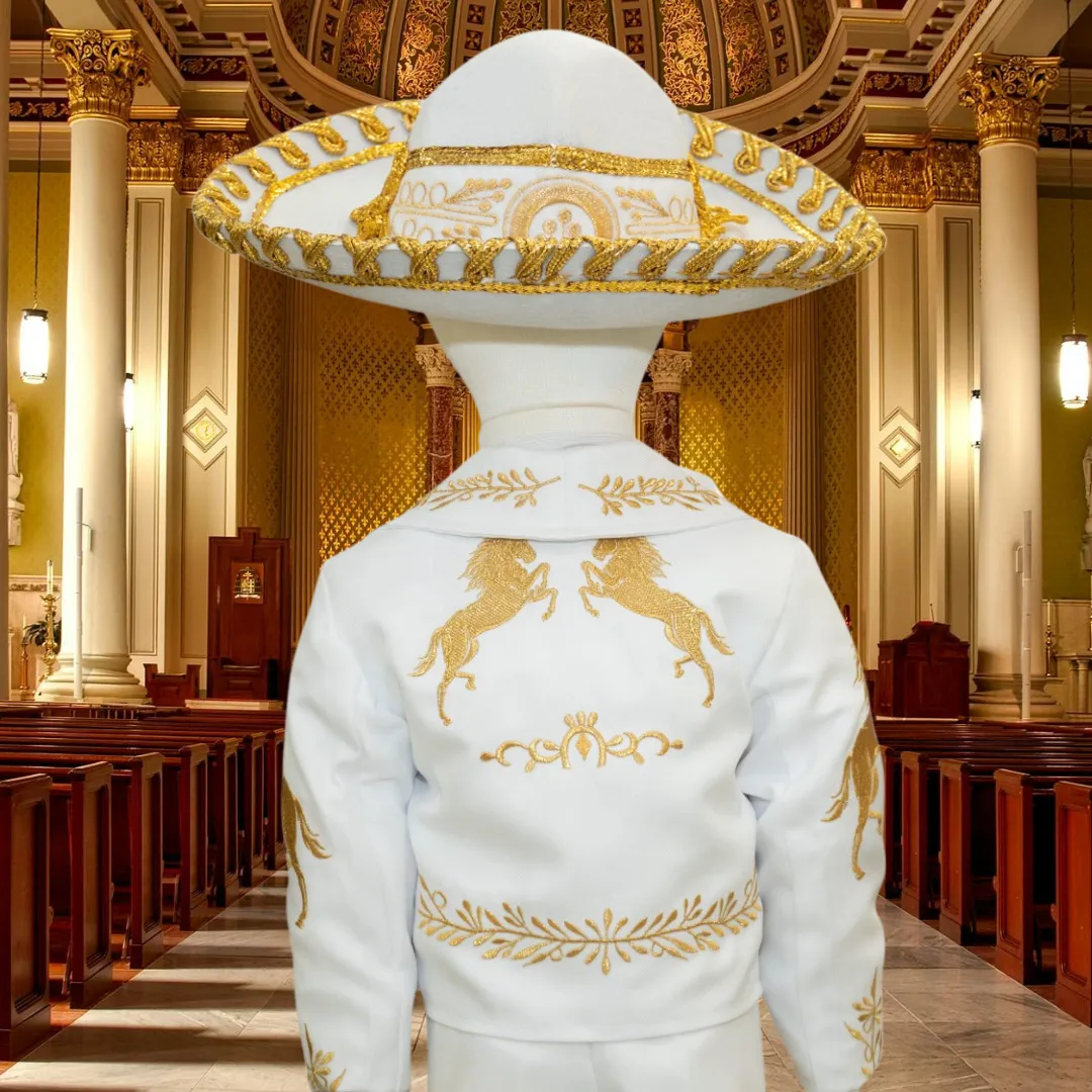 Charro Baptism (6-Piece) (White/Horse/Gold)