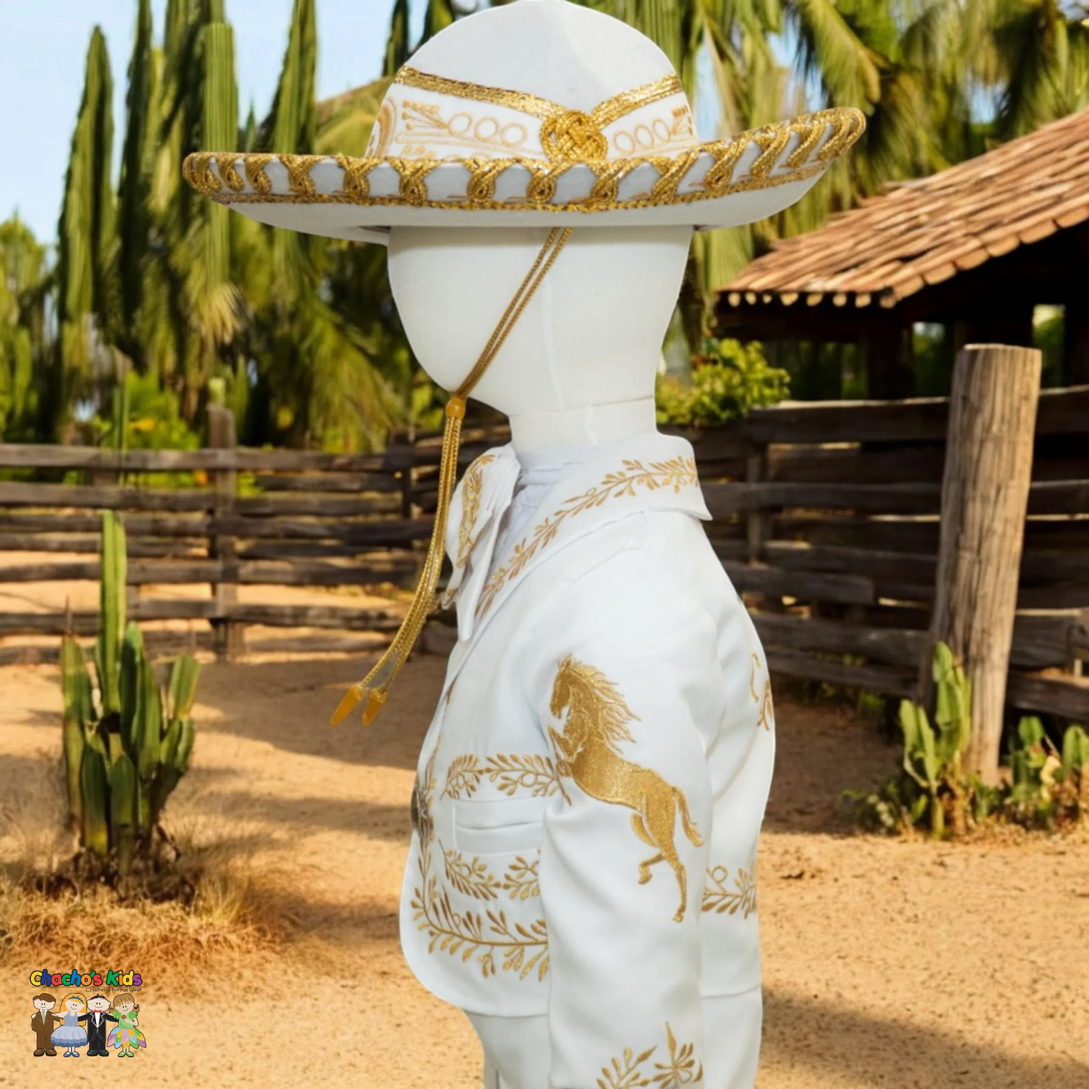 Charro Baptism (6-Piece) (White/Horse/Gold)