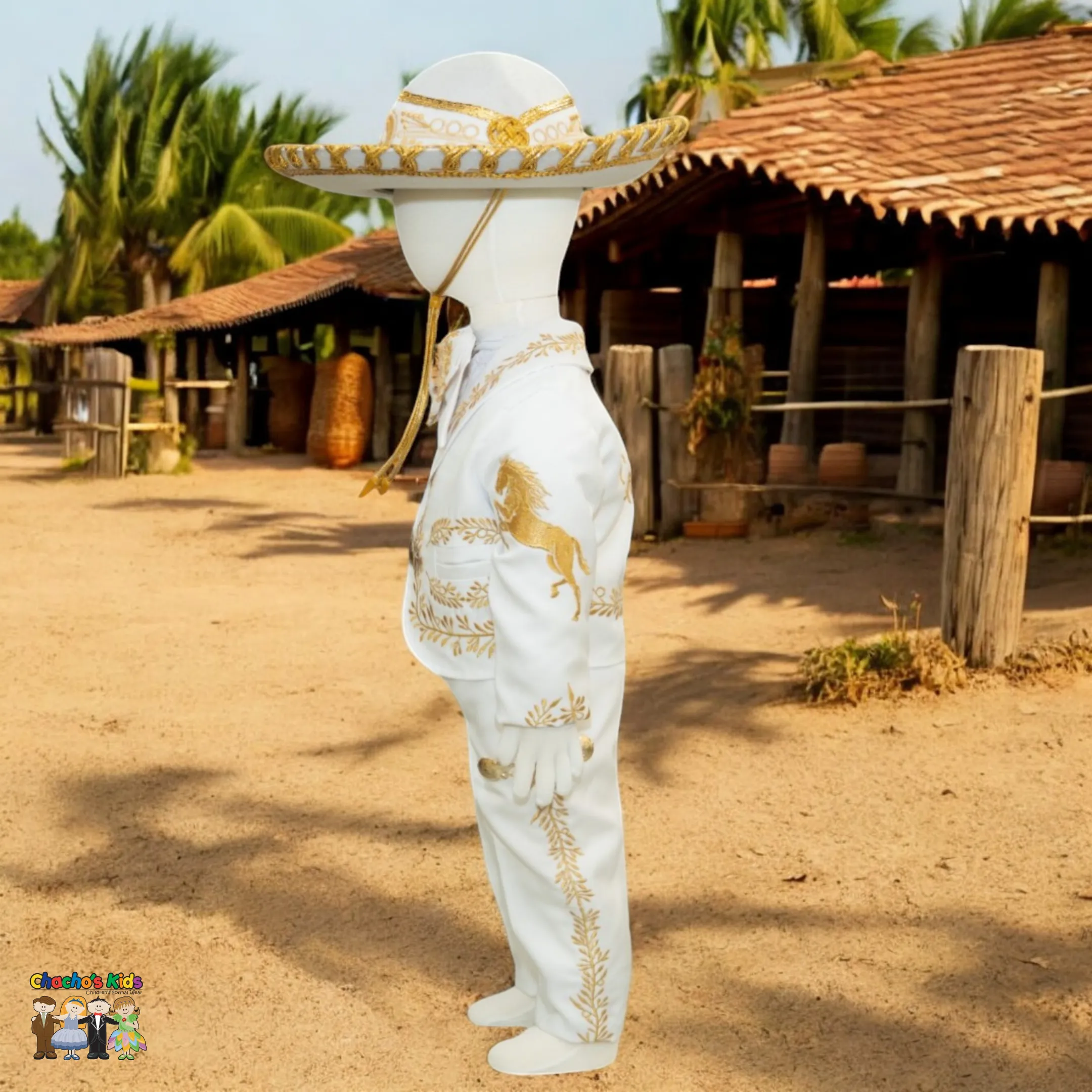 Charro Baptism (6-Piece) (White/Horse/Gold)