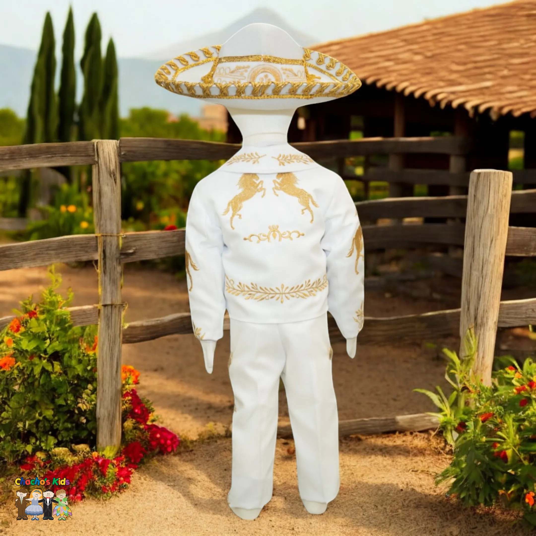 Charro Baptism (6-Piece) (White/Horse/Gold)