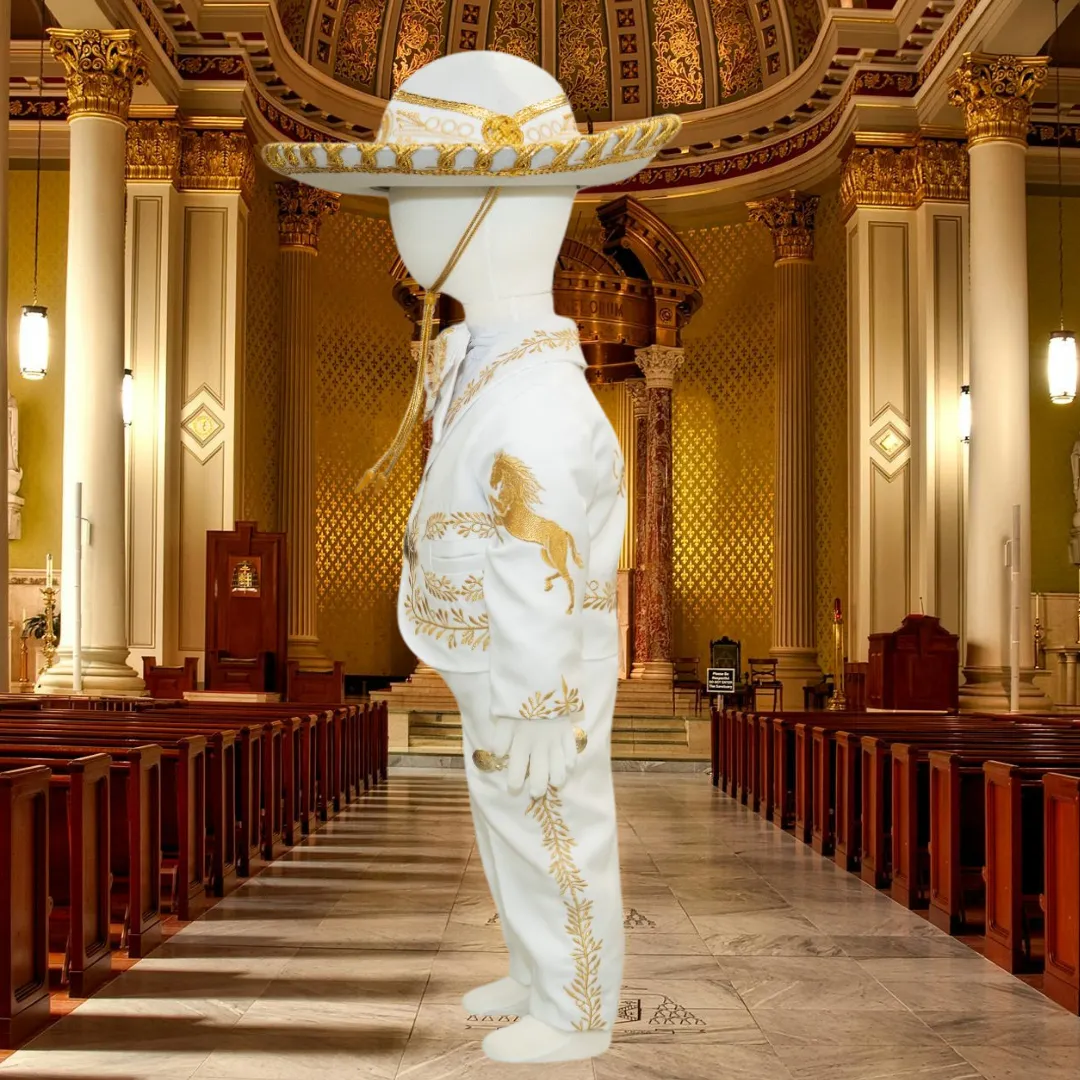 Charro Baptism (6-Piece) (White/Horse/Gold)