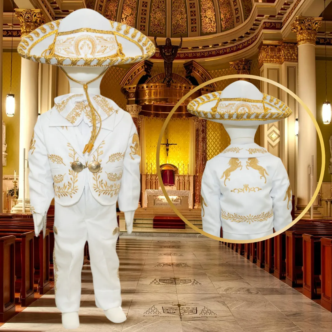 Charro Baptism (6-Piece) (White/Horse/Gold)