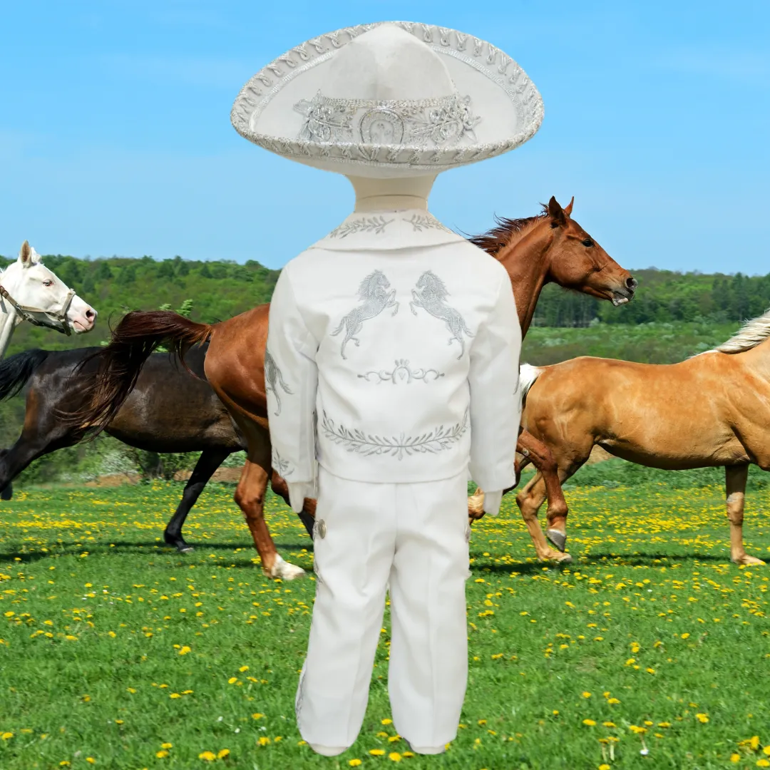 Charro Baptism (6-Piece) (White/Horse/Silver)