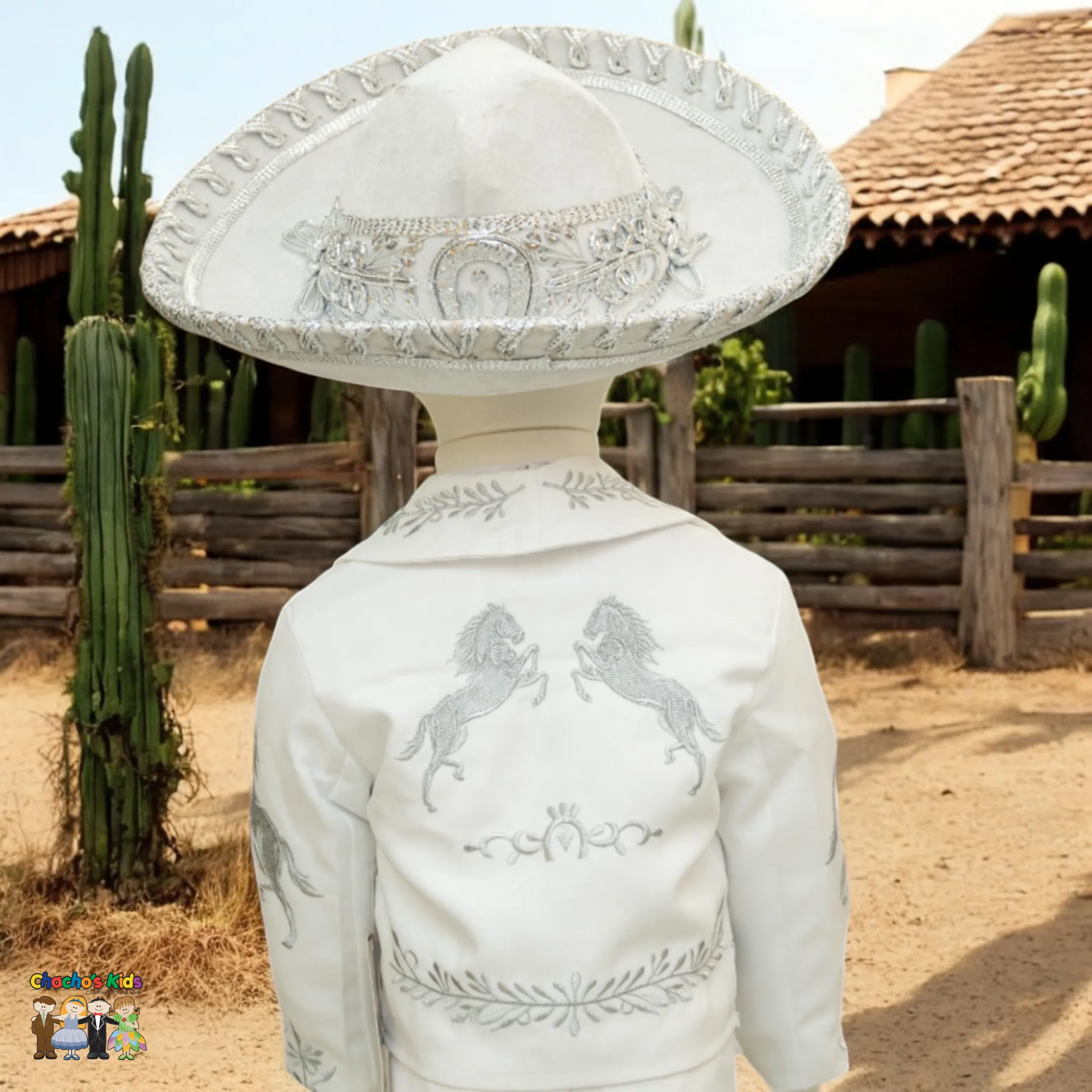 Charro Baptism (6-Piece) (White/Horse/Silver)