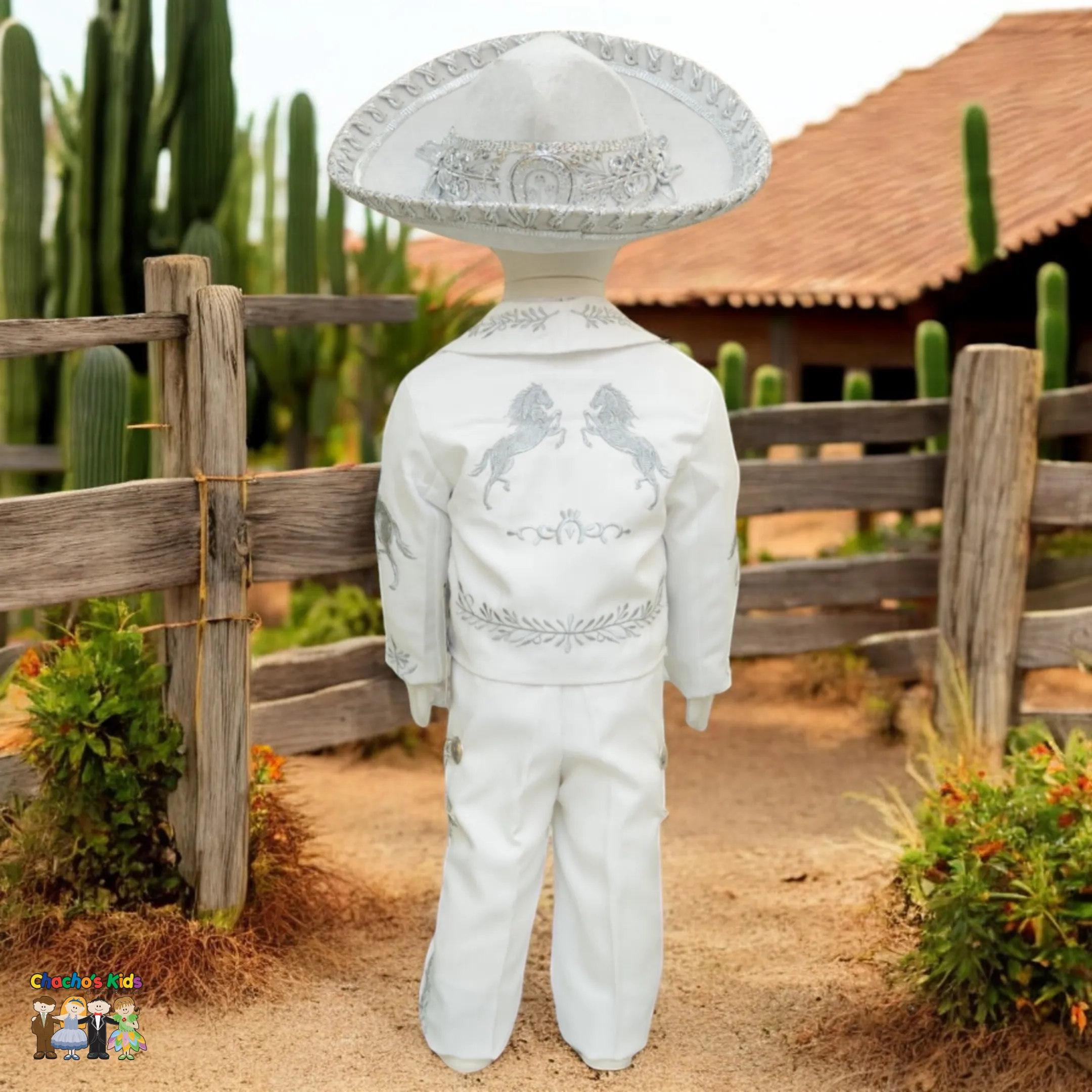 Charro Baptism (6-Piece) (White/Horse/Silver)