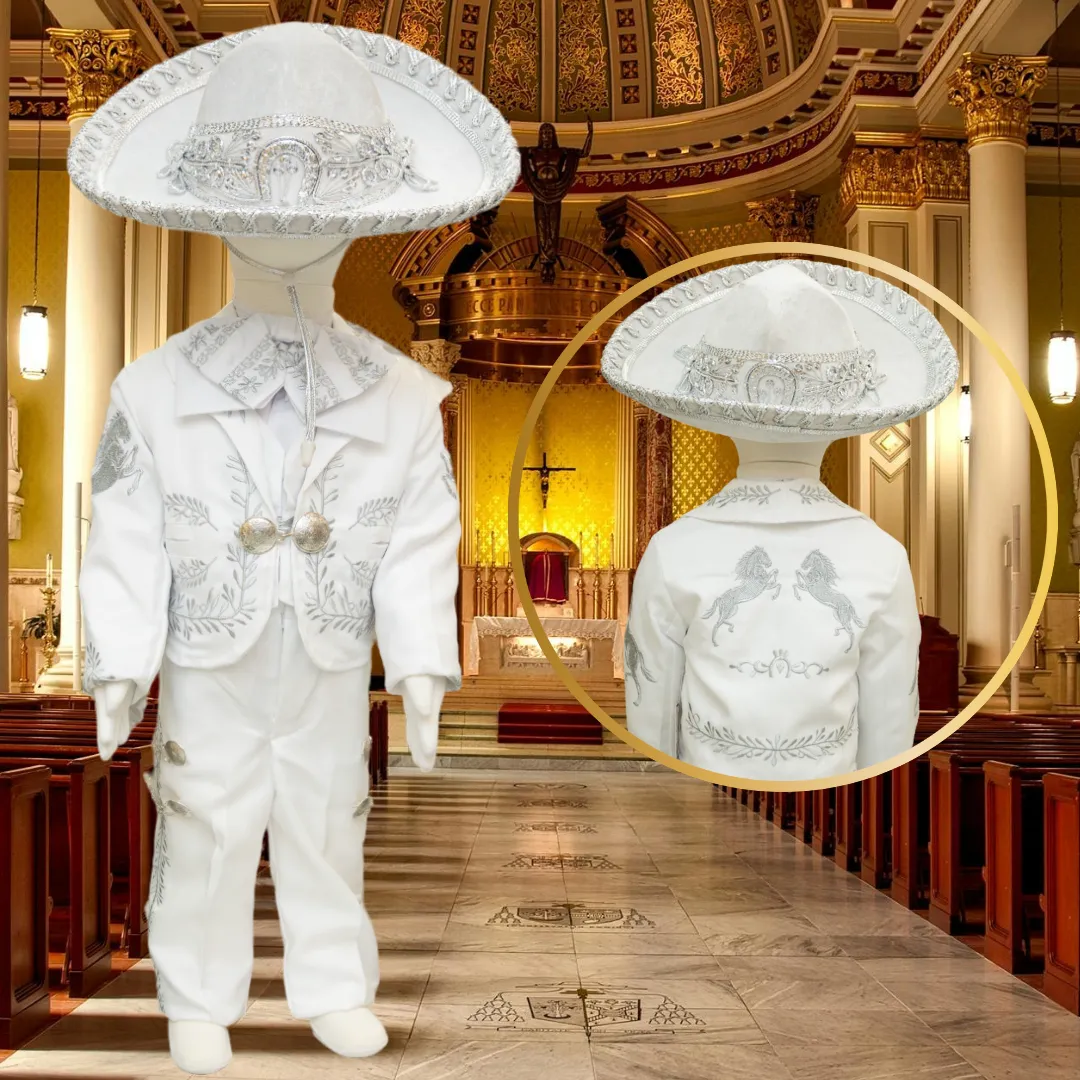 Charro Baptism (6-Piece) (White/Horse/Silver)