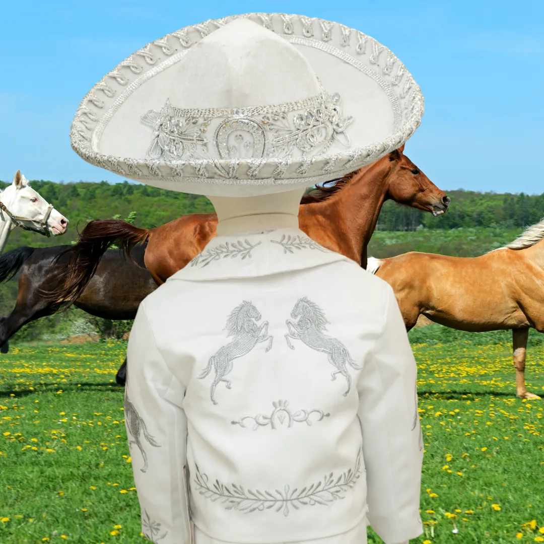Charro Baptism (6-Piece) (White/Horse/Silver)