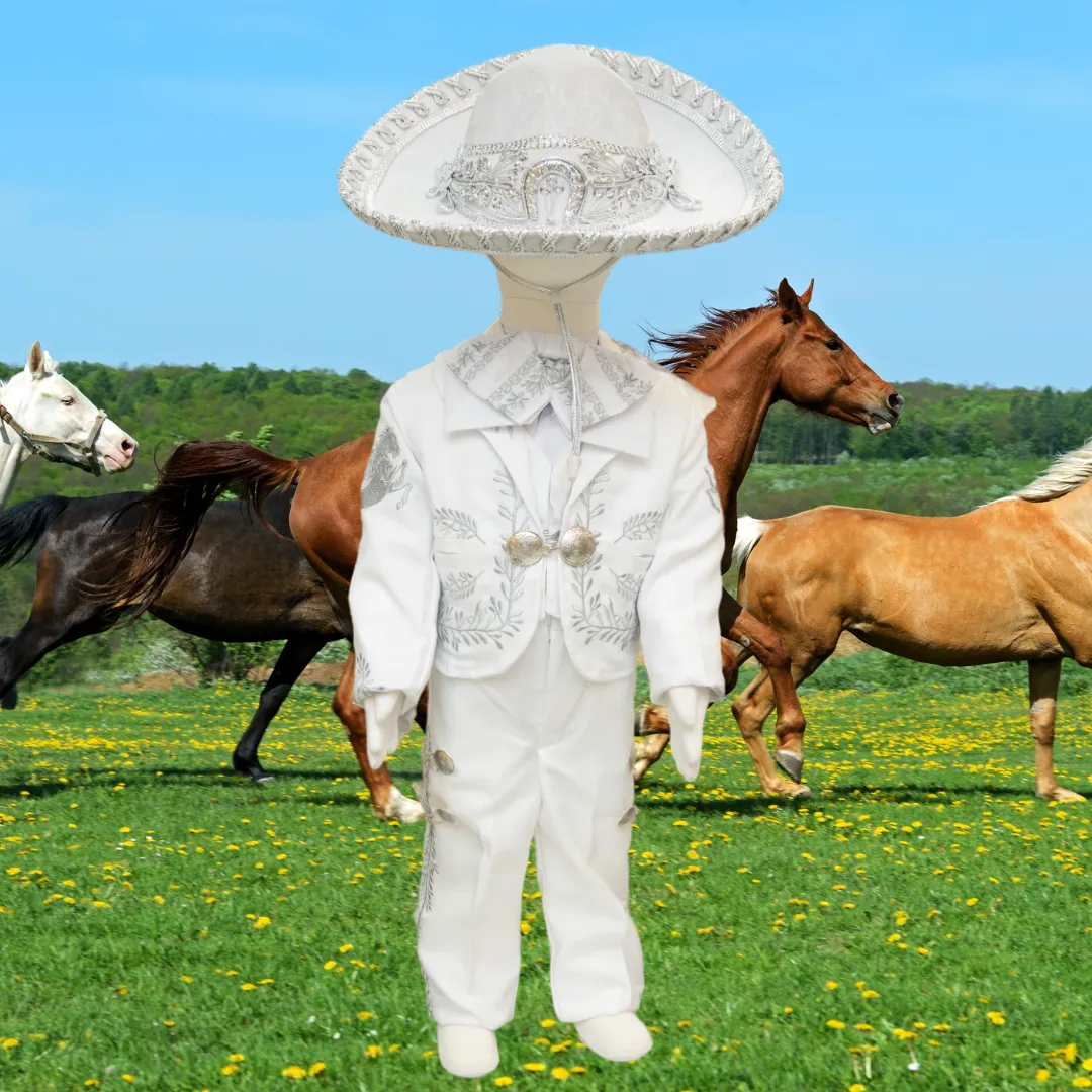 Charro Baptism (6-Piece) (White/Horse/Silver)