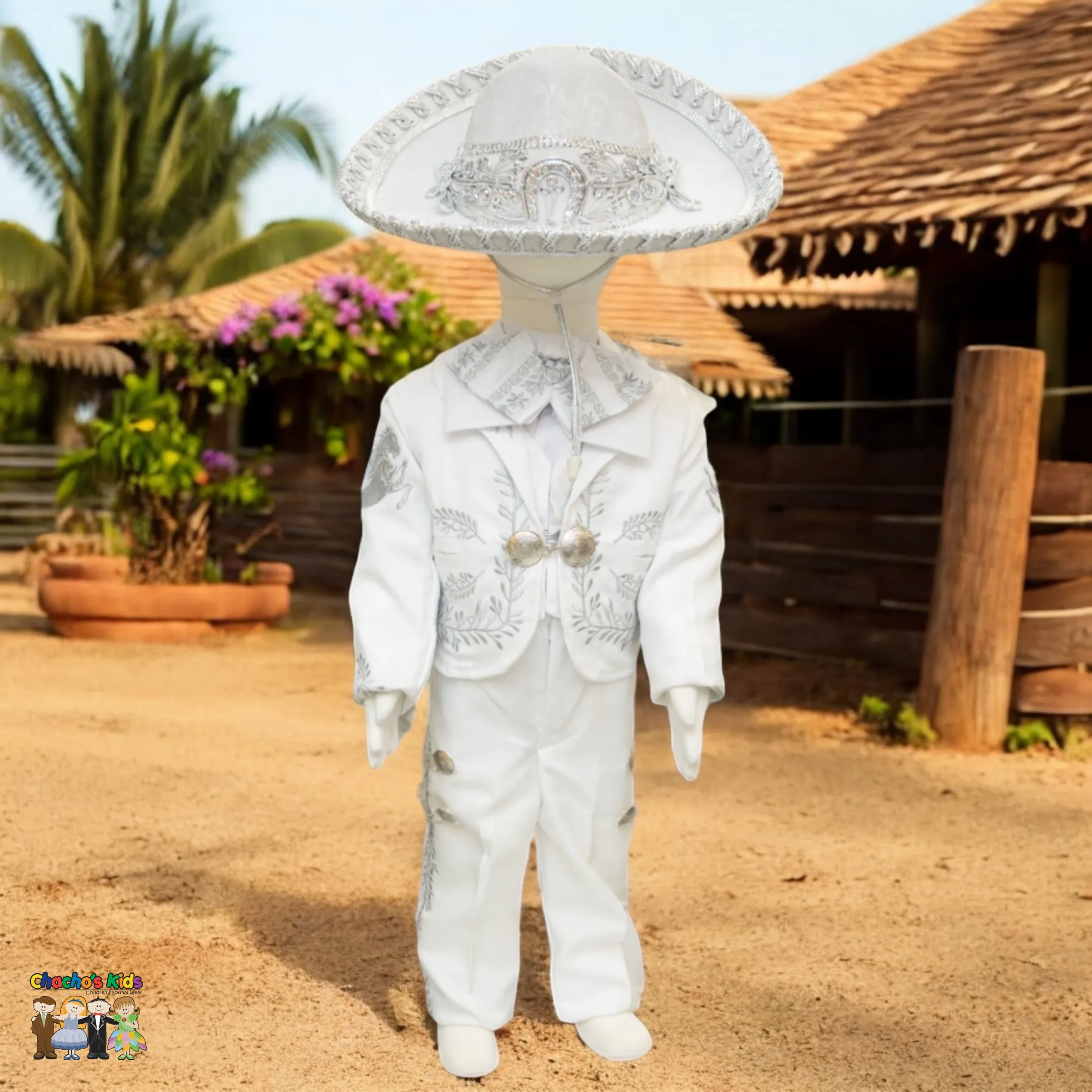 Charro Baptism (6-Piece) (White/Horse/Silver)